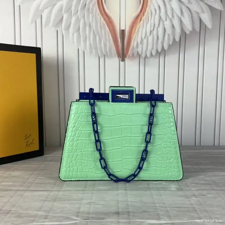 Cheap Fendi Bag Green Cut In Peekaboo Leather Mini Crocodile 0705